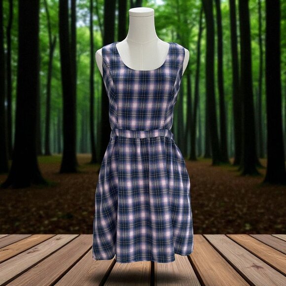 Hot Topic Plaid Cutout Dress Medium Y2K Grunge Punk Alternative Summer Outfit - Picture 1 of 10